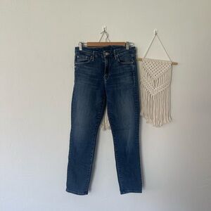 Mother The Looker Crop On The Edge Blue Women's Jeans